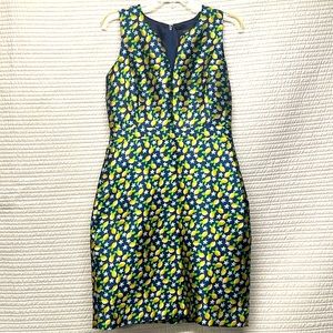 J.Crew V-neck sheath dress in lemon jacquard